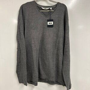 0421 Joseph Abboud V-Neck Sweater-Gray Long Sleeve Lightweight Knit-Classic XXL